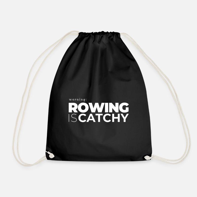 Warning Rowing is Catchy - Drawstring Bag - black