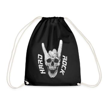 Signe de corne de hard rock musique crâne - Sac de sport léger - noir - Devant