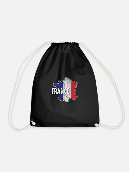 Patriotic France Flag Patriot French Nationalism - Drawstring Bag - black