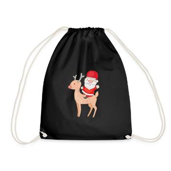 Sankt-Reiten auf Rudolph-Ren-Weihnachtsweihnachten - Turnbeutel - Schwarz - Vorne