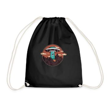 Vintage UFO Spaceship Alien Abduction - Drawstring Bag - black - Front