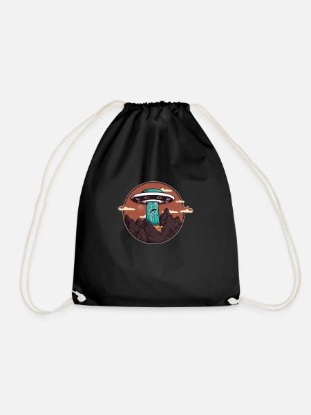Weinlese-UFO-Raumschiff-Alien Abduction - Turnbeutel - Schwarz