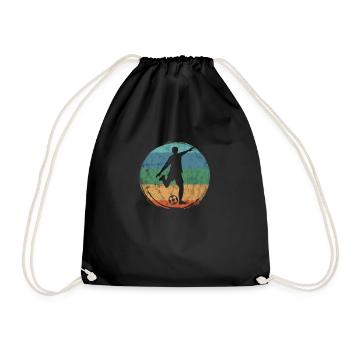 Retro Football Soccer Sports Vintage Graphic - Drawstring Bag - black - Front