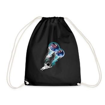 Nebula Galaxy Astronaut Outer Space Jellyfish - Drawstring Bag - black - Front