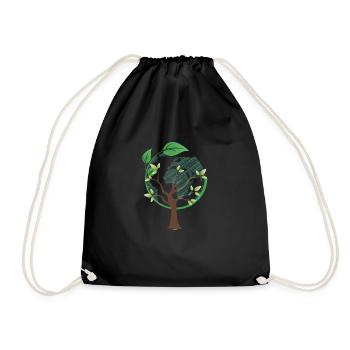 Earth Tree Globe Mother Nature Environment Forest - Drawstring Bag - black - Front