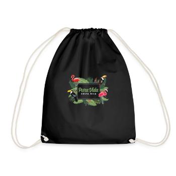 Pura Vida Animals Flamingo Wildlife Beaches Costa - Turnbeutel - Schwarz - Vorne