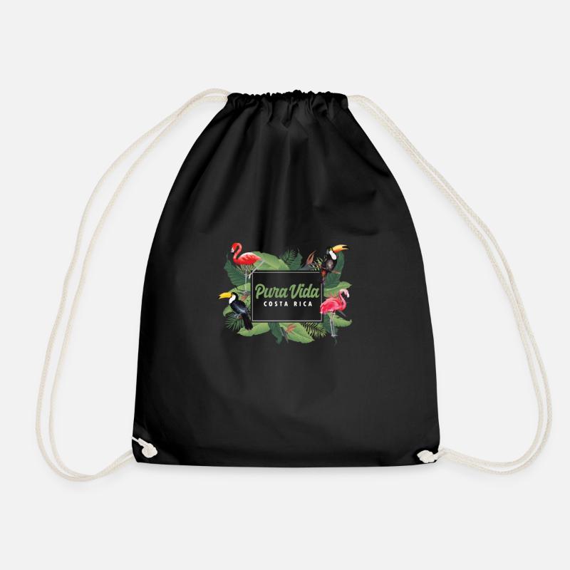 Pura Vida Animals Flamingo Wildlife Beaches Costa - Turnbeutel - Schwarz