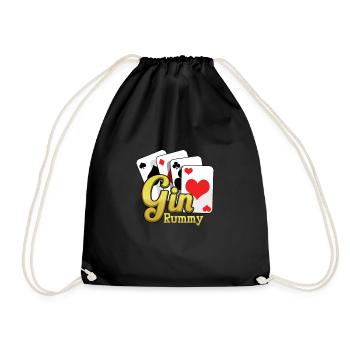 Gin Rummy Cards TwoPlayer Card Game French Cards - Drawstring Bag - black - Front