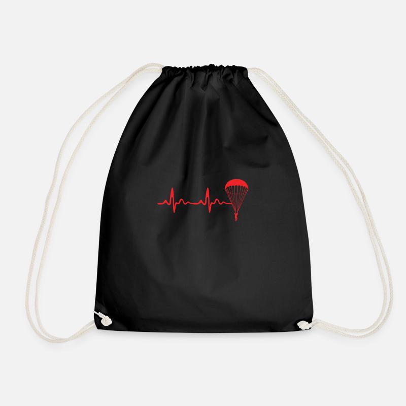 Skydiving Heartbeat Skydive Extreme Sports - Drawstring Bag - black