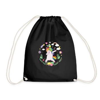Licorne Tampon Créature Magique Fiction Colorée - Sac de sport léger - noir - Devant