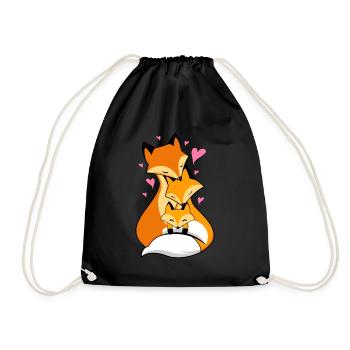 Baby with fox parents - Drawstring Bag - black - Front