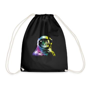 Chat Space Outerspace Galaxy Chats Chatons Propriétaires - Sac de sport léger - noir - Devant