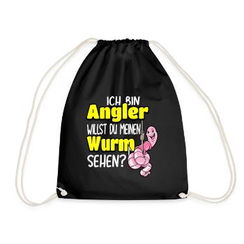Angler - I am angler you want my worm - Drawstring Bag - black - Front