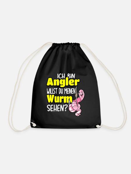 Angler - Ich bin Angler willst du meinen Wurm - Turnbeutel - Schwarz