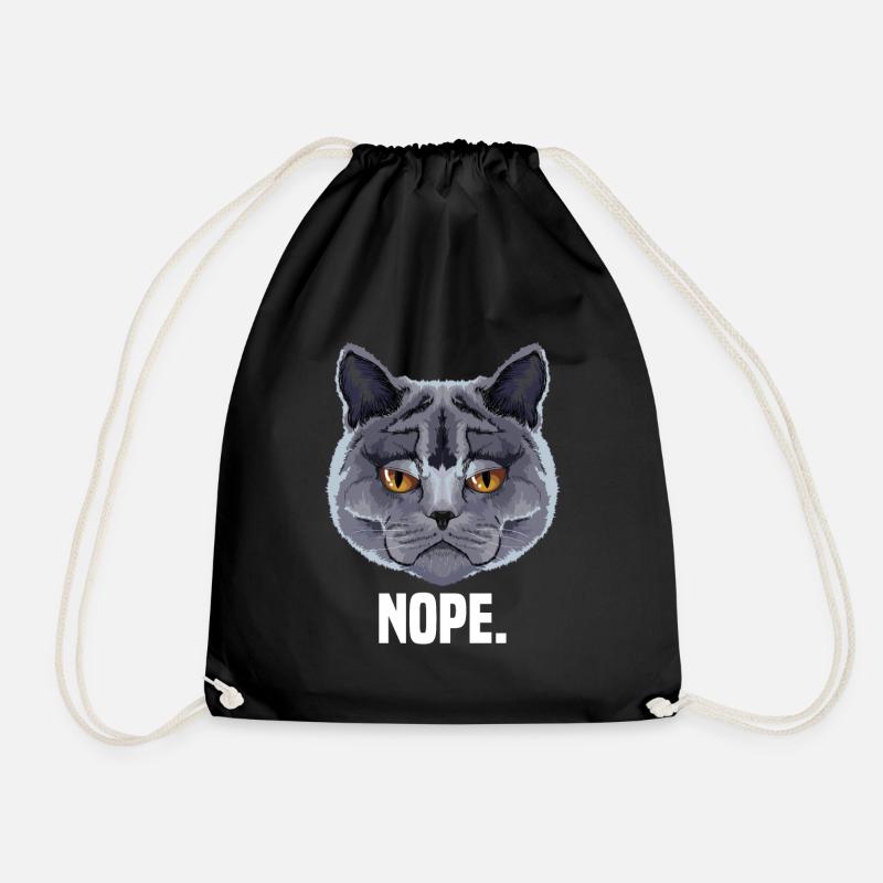 grumpy british shorthair cat cat lover - Drawstring Bag - black