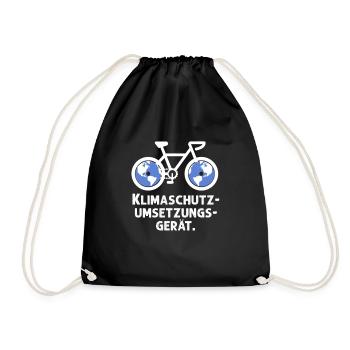 Klimaschutz Fahrrad Umweltschutz Natur Geschenk - Turnbeutel - Schwarz - Vorne