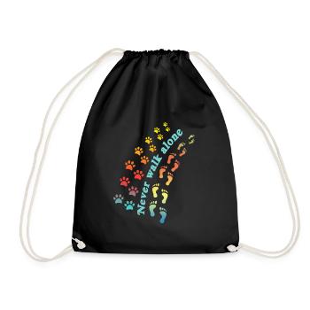 Doggie dog leash dog lover animal gift - Drawstring Bag - black - Front