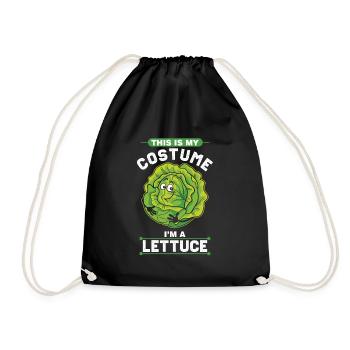 Vegan This Is My Costume I'm A Lettuce Vegetarian - Drawstring Bag - black - Front