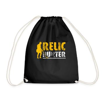 Metal Detector Locator Gift T-Shirt - Drawstring Bag - black - Front