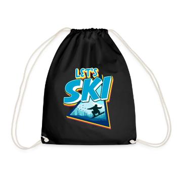 Vintage Slalom Ski 80s 90s - Drawstring Bag - black - Front
