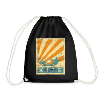 Kitesurfen Surfer Kiten Surfen Meer Fan Geschenk - Turnbeutel - Schwarz - Vorne