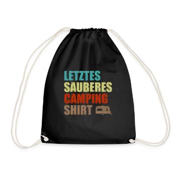 Sauberes Camping Shirt Camper Lustig Zelt Geschenk - Turnbeutel - Schwarz - Vorne
