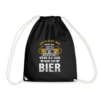 Bier Bierkrug Hopfen Brauerei Biergarten Geschenk - Turnbeutel - Schwarz - Vorne