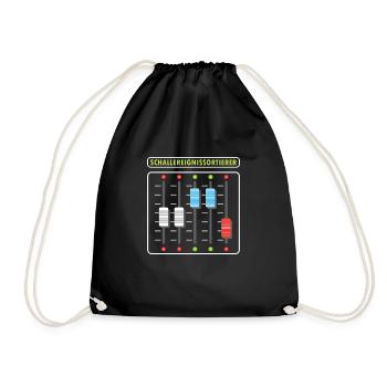 Schallereignissortierer Ton DJ Mischpult Geschenk - Turnbeutel - Schwarz - Vorne