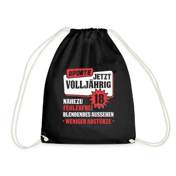 Update Volljährigkeit 18. Geburtstag 18 Geschenk - Turnbeutel - Schwarz - Vorne