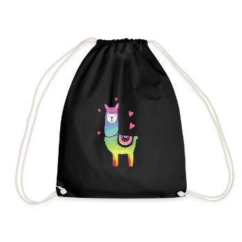 Lama coloré alpaga lamas coeur amour cadeau animal - Sac de sport léger - noir - Devant