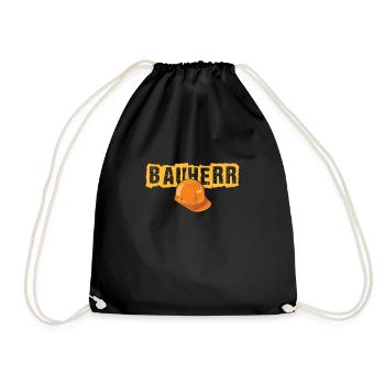 Bauherr Schutzhelm Hausbau Baustelle Bau Geschenk - Turnbeutel - Schwarz - Vorne