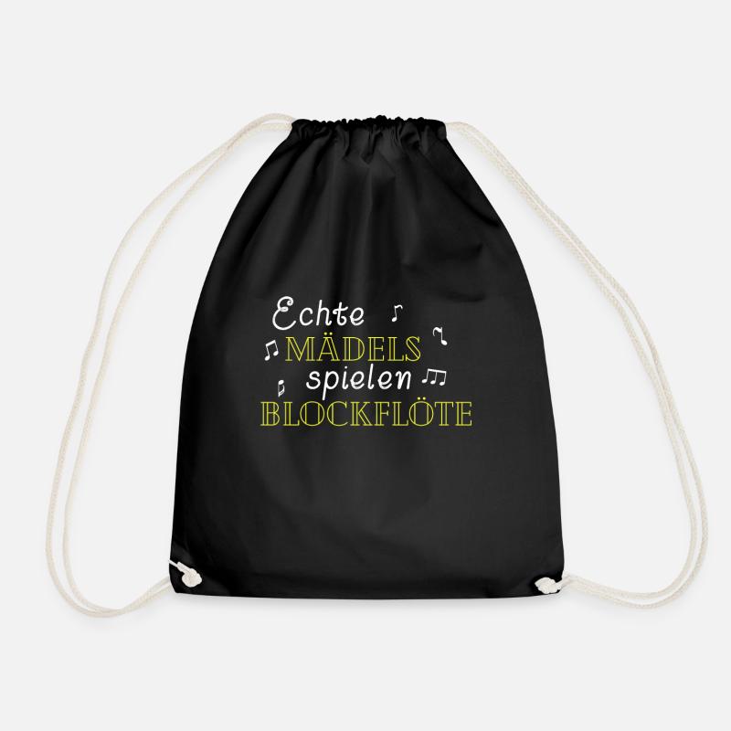 Blockflöte Mädchen Flöte Instrument Musik Geschenk - Turnbeutel - Schwarz