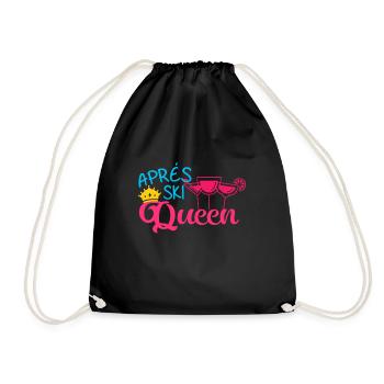 Apres Ski Queen Skifahren Schnee Wintersport Geschenk - Turnbeutel - Schwarz - Vorne