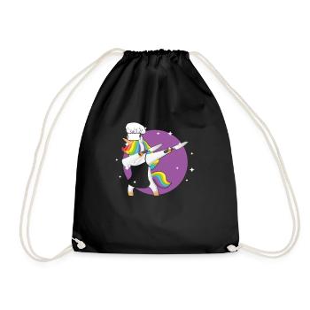 Einhorn-Chef, der betupfendes Pony-Geschenk kocht - Turnbeutel - Schwarz - Vorne