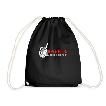 Have A Nice Day Skeleton Middle Finger Sign Gift - Drawstring Bag - black - Front