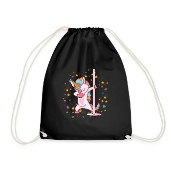 Pole Dancing Unicorn Cute Funny Pole Dance Gift - Drawstring Bag - black - Front