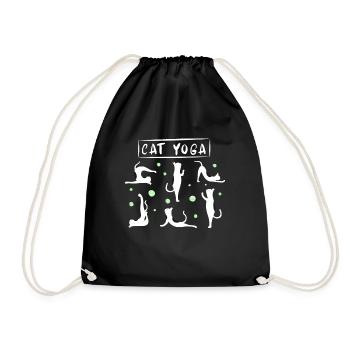 Cat Yoga Katze Katzen Haustier Schnurren Geschenk - Turnbeutel - Schwarz - Vorne
