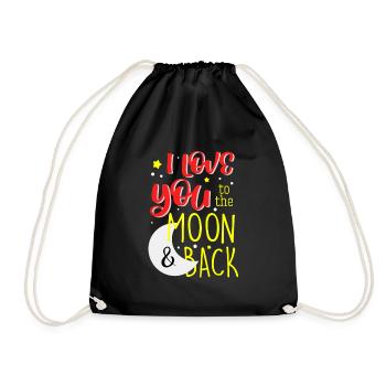 I Love You To The Moon And Back Love Gift - Drawstring Bag - black - Front