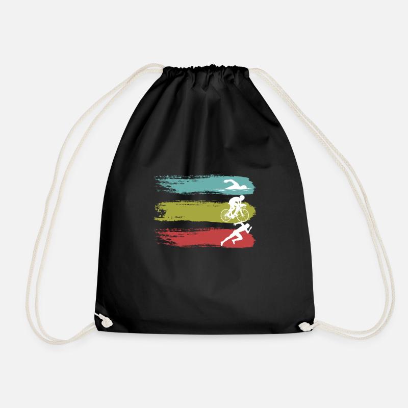 Vintage Triathlon Multisport Race Racing Sprint - Drawstring Bag - black