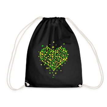 Heart from shamrocks good luck - Drawstring Bag - black - Front