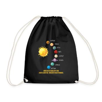 Mein Vater Sonnensystem Planeten Weltraum Geschenk - Turnbeutel - Schwarz - Vorne