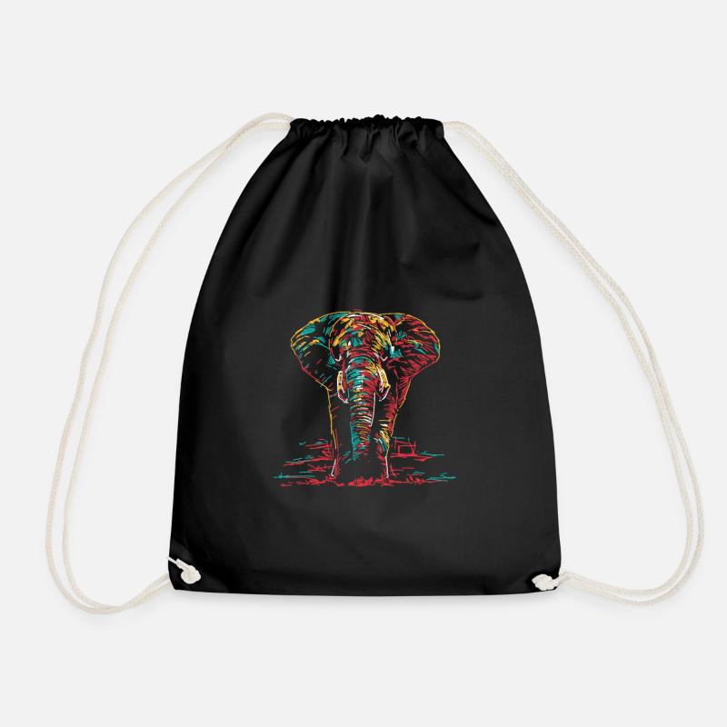 Elephant Abstract Elephant Lover Geschenk - Turnbeutel - Schwarz
