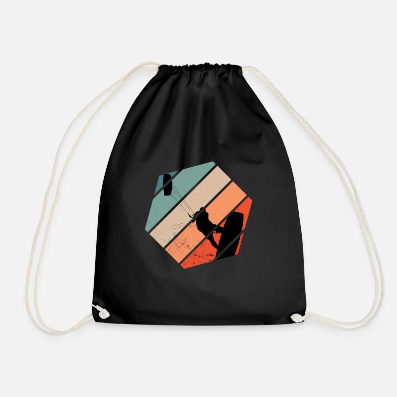 Kite Surfing Kitesurfen Kite Surfer Welle Geschenk - Turnbeutel - Schwarz