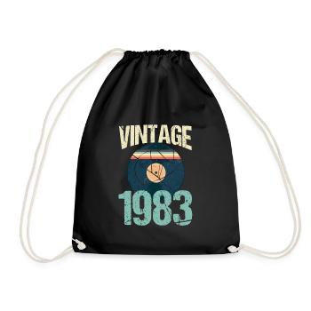 Retro Vintage 1983 37. Geburtstag Schallplatte Vinyl - Turnbeutel - Schwarz - Vorne