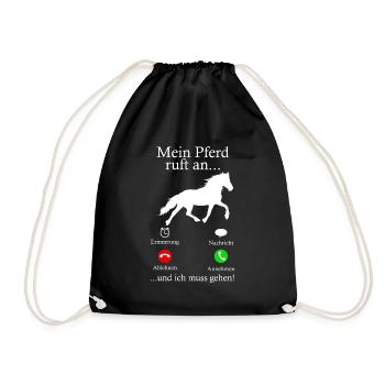 Mein Pferd Ruft An Pferde Reiten Stall Geschenk - Turnbeutel - Schwarz - Vorne