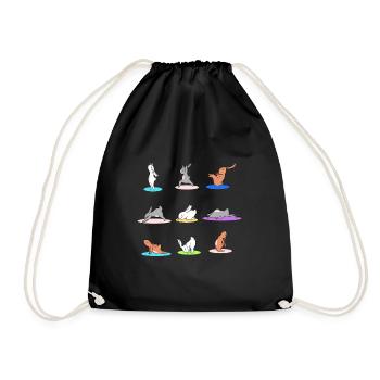 Yoga Hase Osterhase Ostern - Turnbeutel - Schwarz - Vorne