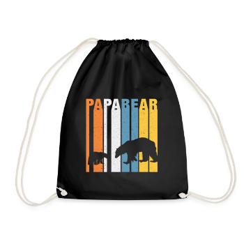 Papabear Vater Vati Papa Tochter Sohn Geschenk - Turnbeutel - Schwarz - Vorne