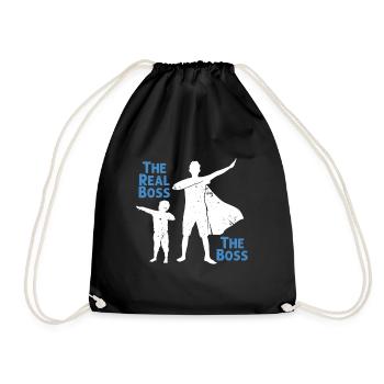 The Real Boss Vater Sohn Vatertag Papa Geschenk - Turnbeutel - Schwarz - Vorne