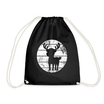 Rentier Vintage, Weihnachten Geweih Geschenkidee - Turnbeutel - Schwarz - Vorne