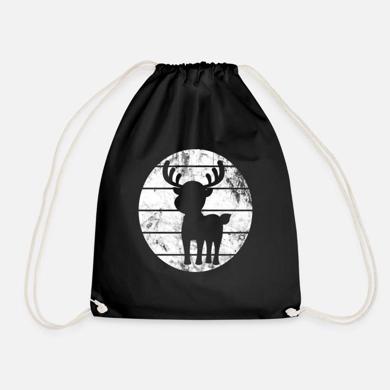 Rentier Vintage, Weihnachten Geweih Geschenkidee - Turnbeutel - Schwarz